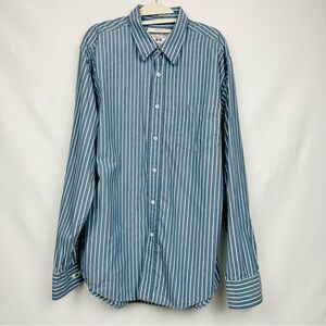 Aeropostale Shirt Men's Long Sleeve Button Up Vertical Stripe Blue & White Med